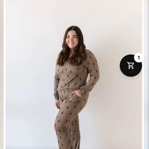 Forever French Tan Lightning Print Pajama Set